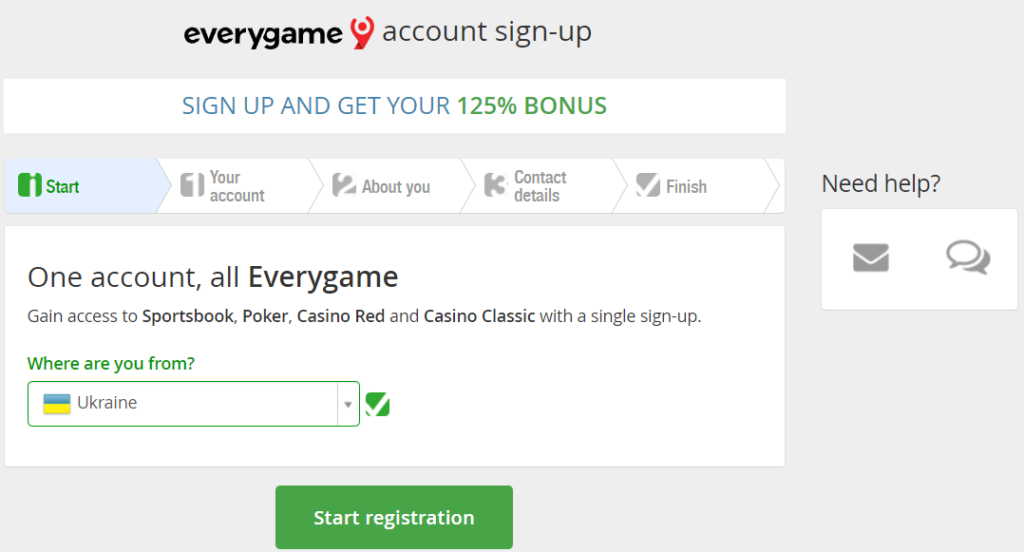 Everygame sign-up